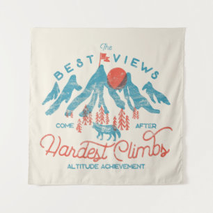 Vintager BergWolf Klettern Wandern im Freien Wandteppich