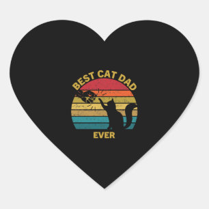 Vintager bester Cat Vater je Classic T Shirt Herz-Aufkleber