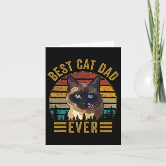 Vintager bester Cat Vater je Vatertag Siamkatze Karte (Vorderseite)