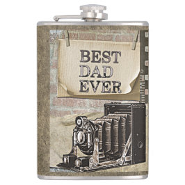 Vintager bester Vater je Camera Vatertag Antike Flachmann