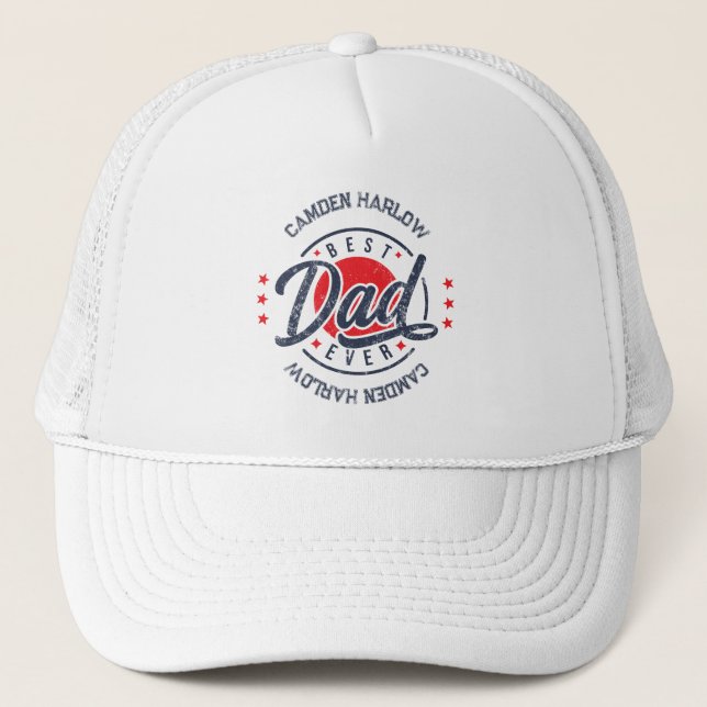 Vintager bester Vater je Golf Hat benennen Truckerkappe (Vorderseite)
