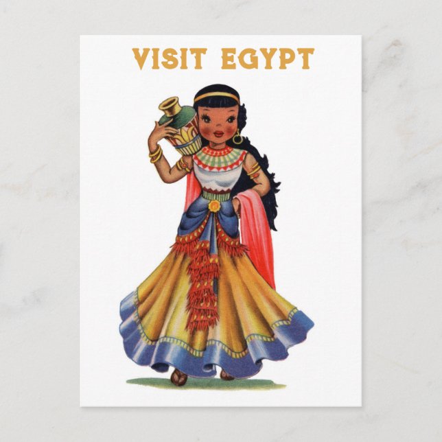 Vintager Besuch Ägyptens Ägyptische Frauenreise Postkarte (Vorderseite)