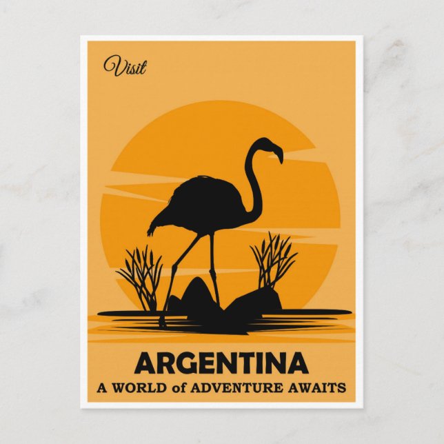 Vintager Besuch Argentinien Flamingo Reisen Postkarte (Vorderseite)