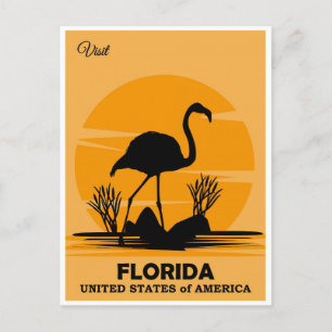 Vintager Besuch Florida Flamingo Postkarte