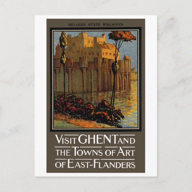 Vintager Besuch Gent Poster Postkarte (Vorderseite)