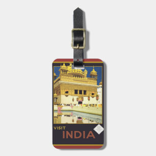 Vintager Besuch Indien Gepäckanhänger