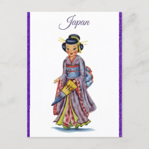 Vintager Besuch Japans Geisha Reise Postkarte