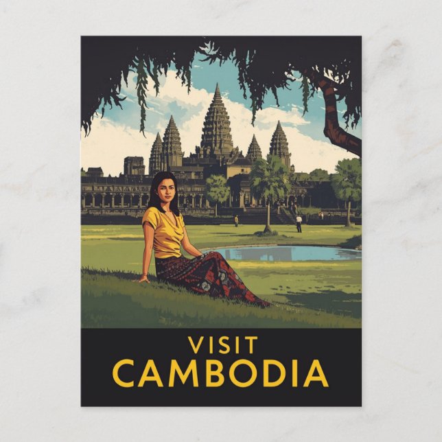 Vintager Besuch Kambodschas Angkor Wat Travel Postkarte (Vorderseite)
