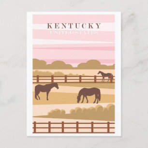 Vintager Besuch Kentucky Pferde Reiseplakat Pink Postkarte