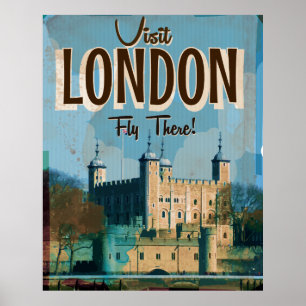 Vintager Besuch London - Fliege dort Poster