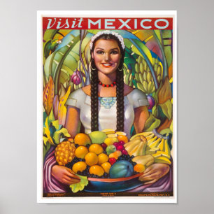 Vintager Besuch Mexiko Reiseplakat Poster