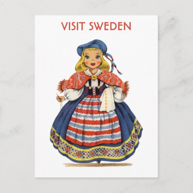 Vintager Besuch Schweden Schweden Postkarte (Vorderseite)