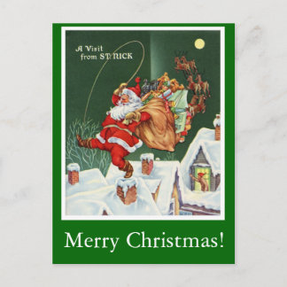 Vintager Besuch vom St. Nick Feiertagspostkarte