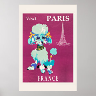 Vintager Besuch von Paris (französisches Poodle) Poster