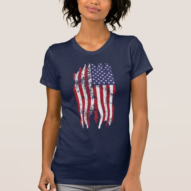 Vintager beunruhigter Tattered amerikanische T-Shirt (Vorderseite)