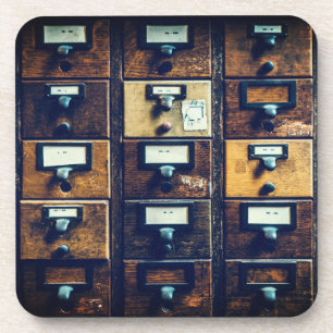 Vintager Bibliothekskartenkatalog Getränkeuntersetzer