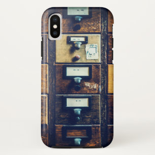 Vintager Bibliothekskartenkatalog Holzschrank Case-Mate iPhone Hülle