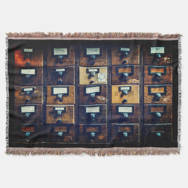 Vintager Bibliothekskartenkatalog Holzschrank rust Decke (Vorderseite)