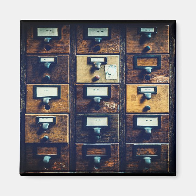 Vintager Bibliothekskartenkatalog Magnet (Vorne)