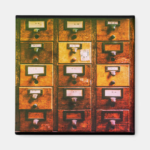 Vintager Bibliothekskartenkatalog Magnet