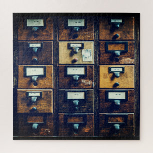 Vintager Bibliothekskartenkatalog Puzzle