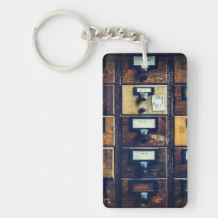 Vintager Bibliothekskartenkatalog Schlüsselanhänger