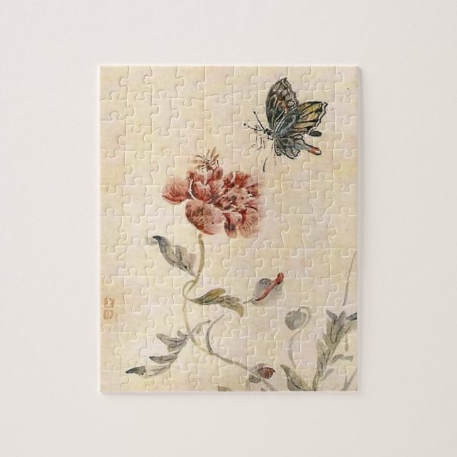 Vintager Biene, Schmetterlingund Puzzle (Vertikal)