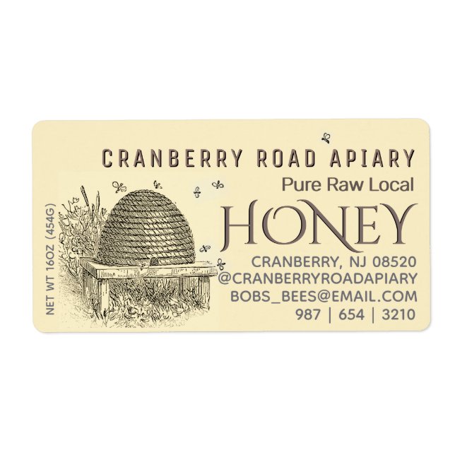 Vintager Bienenstock mit Bienenhonig, gelb (Vorne)