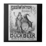 Vintager Biergarten Fliese<br><div class="desc">Dieses bezaubernde Plakat wurde von der George Winter Brewing Co. ca. 1900 zur Förderung des Bock Biers aus der historischen Sammlung der Kongressbibliothek erstellt. Das Bild wurde digital repariert, mit einer Beschreibung wie folgt: Plakat, auf dem Kolumbien ein Glas Bier aufzieht, mit einem Keg und einer Ziege gestellt, das Symbol...</div>