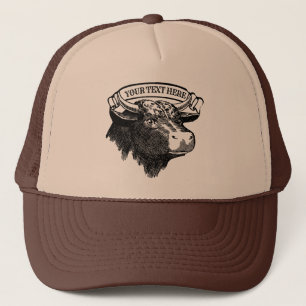 Vintager Big Bull mit Bannervorlage Truckerkappe
