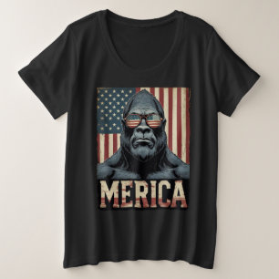 Vintager Bigfoot Merica 4. july patriotisch Große Größe T-Shirt