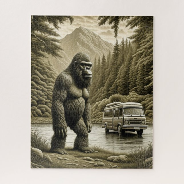 Vintager Bigfoot- und RV-Camper Puzzle (Vertikal)