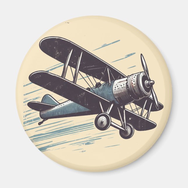 Vintager Biplane-Aviator Magnet (Vorne)