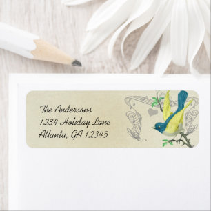Vintager Bird Blue Green & Yellow auf Stone