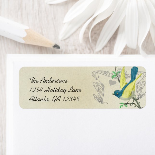 Vintager Bird Blue Green & Yellow auf Stone (Insitu)