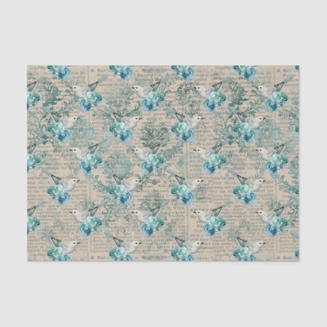Vintager Bird Ephemera Dekoupage Tissue Seidenpapier (Vorderseite)
