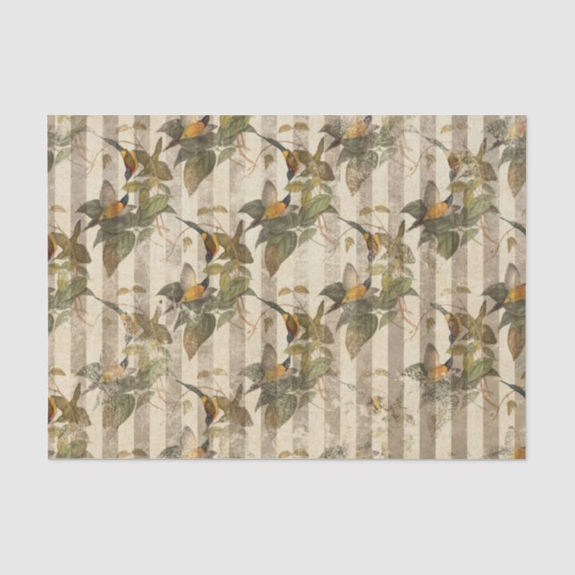 Vintager Bird Ephemera Dekoupage Tissue Seidenpapier (Vorderseite)