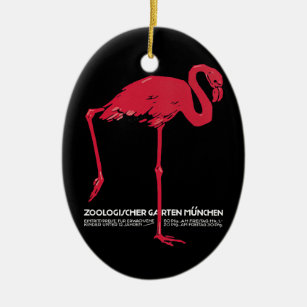 Vintager Bird Pink Flamingo im Münchner Zoo Keramik Ornament