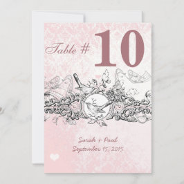 Vintager Bird Pink Musical Scroll Hochzeitstisch N Einladung