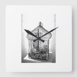 VINTAGER BIRDCADWALL QUADRATISCHE WANDUHR