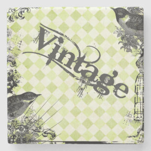 Vintager Birds-Collage Stone-Untersetzer Steinuntersetzer