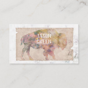 Vintager Bison Art sepia zweiseitig Visitenkarte