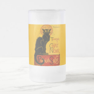 Vintager Black Cat Art Nouveau Chat Noir Steinlen Mattglas Bierglas