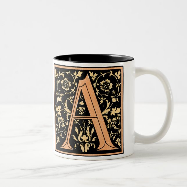 Vintager Black & Gold Letter 'A' - Tasse (Rechts)