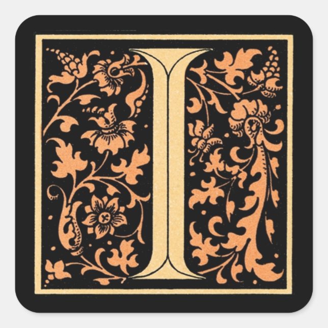 Vintager Black & Gold Letter "I" - Aufkleber (Vorderseite)
