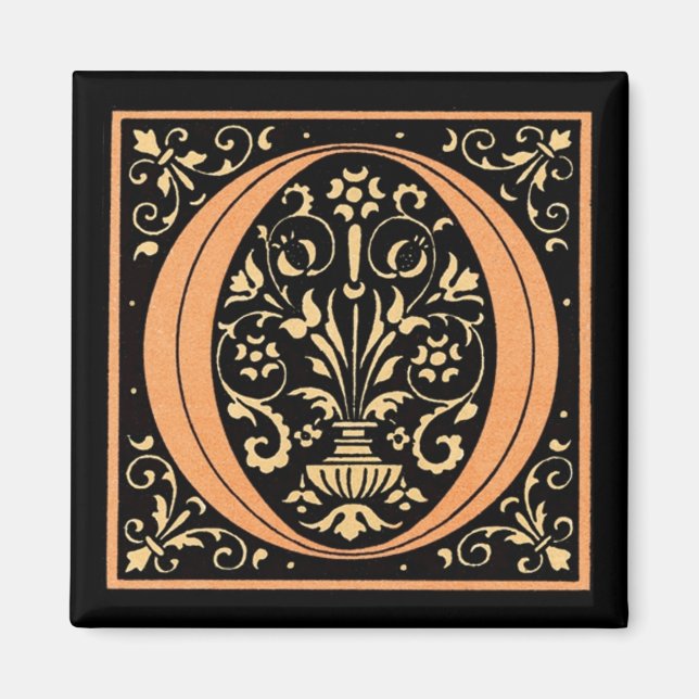 Vintager Black & Gold Letter 'O' Magnet (Vorne)