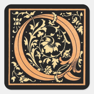 Vintager Black & Gold Letter "Q" - Aufkleber