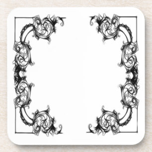 VINTAGER BLACK UND WEISSER DAMASK UNTERSETZER