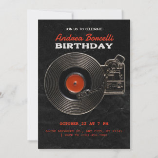 Vintager Black Vinyl Record Einladung