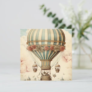 Vintager Bläserblauer Streifen Heißluftballon